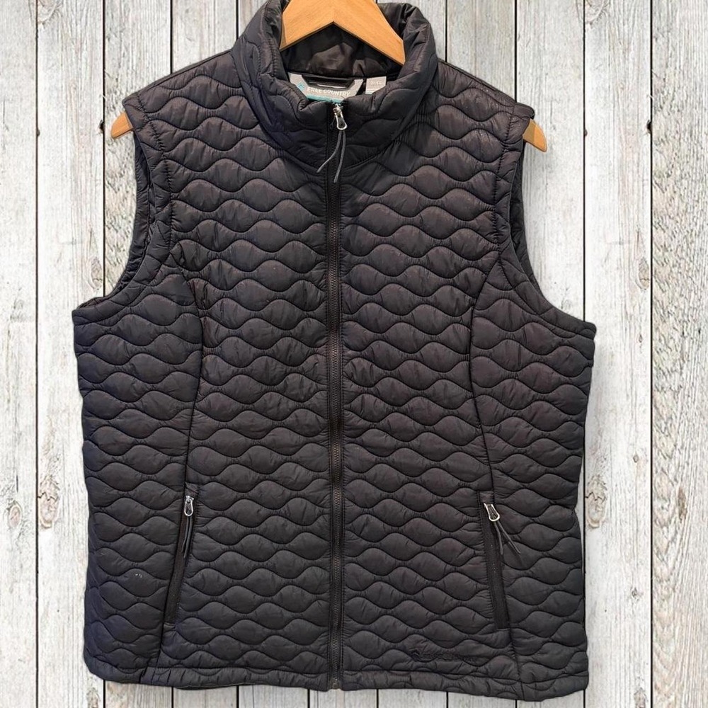Free Country Womens Quilted Puffer Vest Black Lightweight Full Zip Size XL